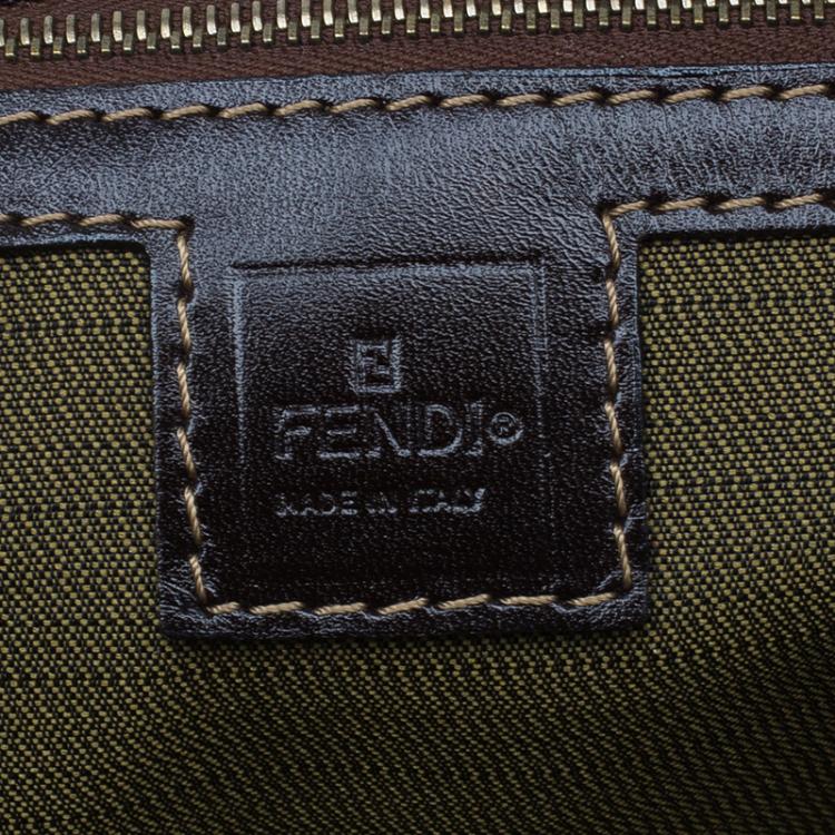 Pre Owned Fendi Tobacco Zucca Briefcase Shoulder Bag