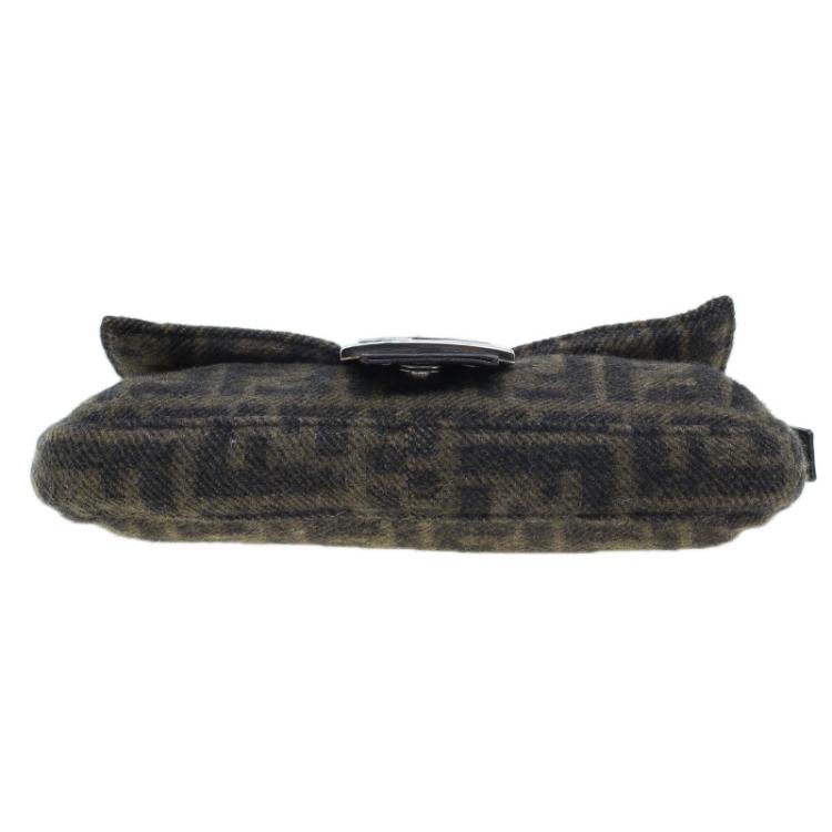 Pre Owned Fendi Wool Zucca Baguette Shoulder Bag