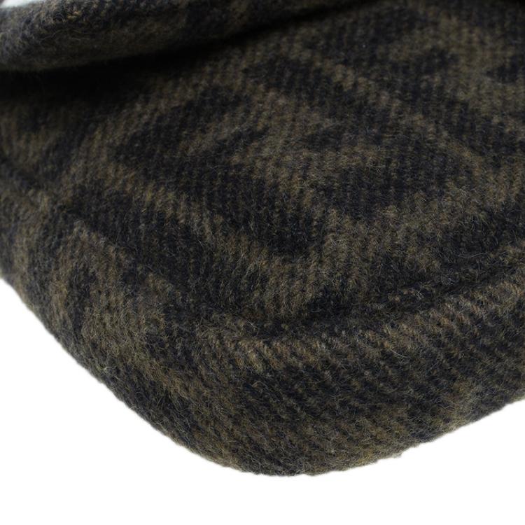 Pre Owned Fendi Wool Zucca Baguette Shoulder Bag