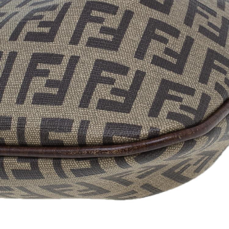 Pre Owned Fendi Zucchino Coated Canvas Baguette Small Shoulder bag