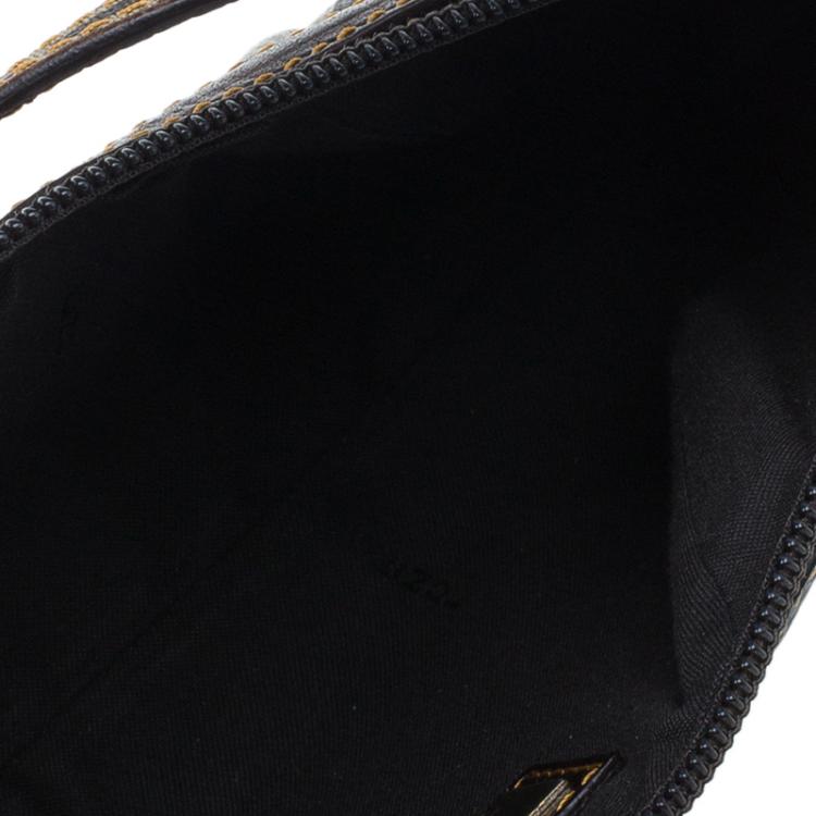 Pre Owned Fendi Zucchino Coated Canvas Baguette Small Shoulder bag