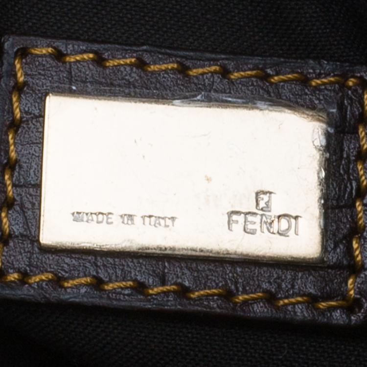 Pre Owned Fendi Zucchino Coated Canvas Baguette Small Shoulder bag