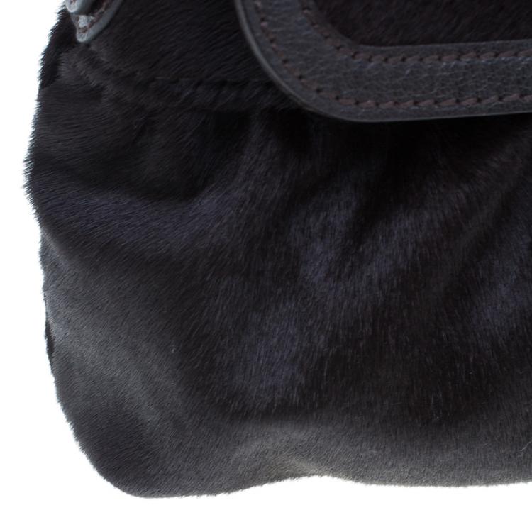 Fendi Dark Brown Pony Hair Chef Shoulder Bag