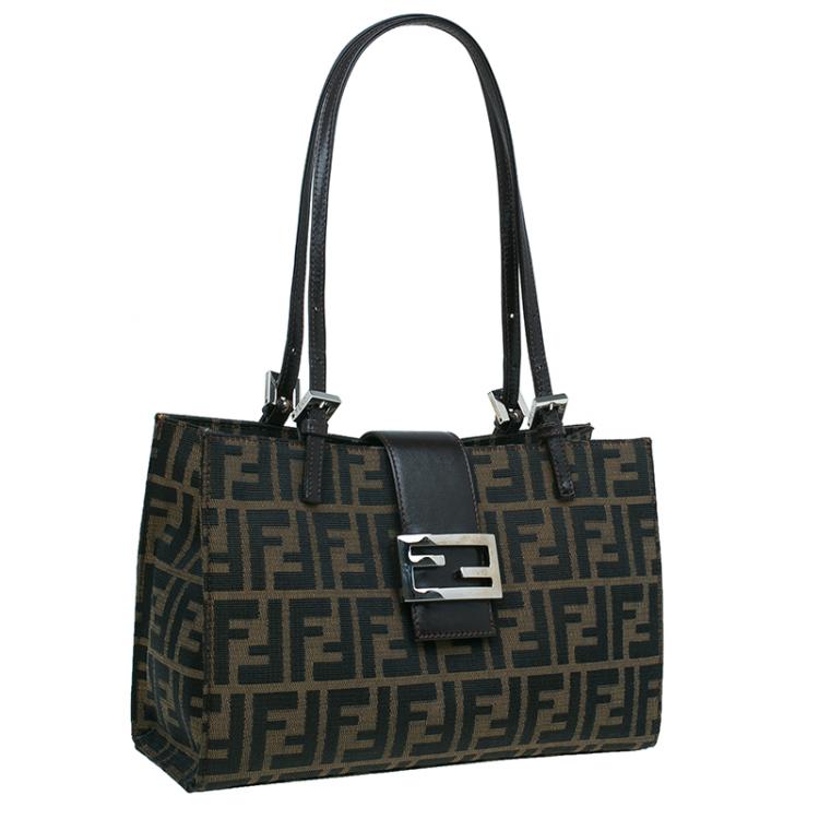 Pre Owned Fendi Brown Zucca Small Shoulder Bag