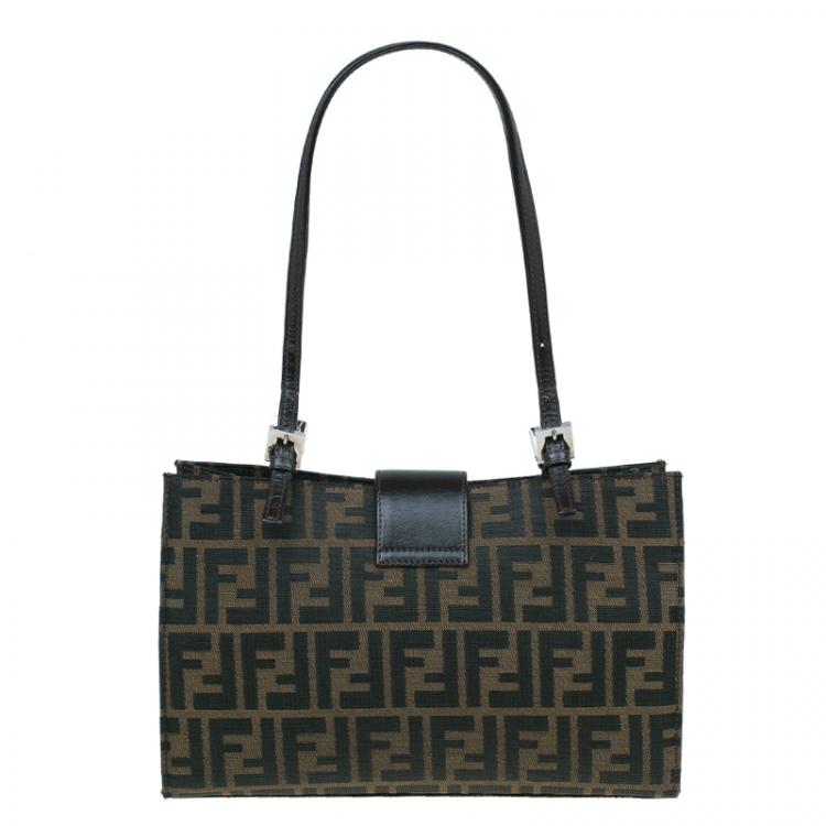 Pre Owned Fendi Brown Zucca Small Shoulder Bag