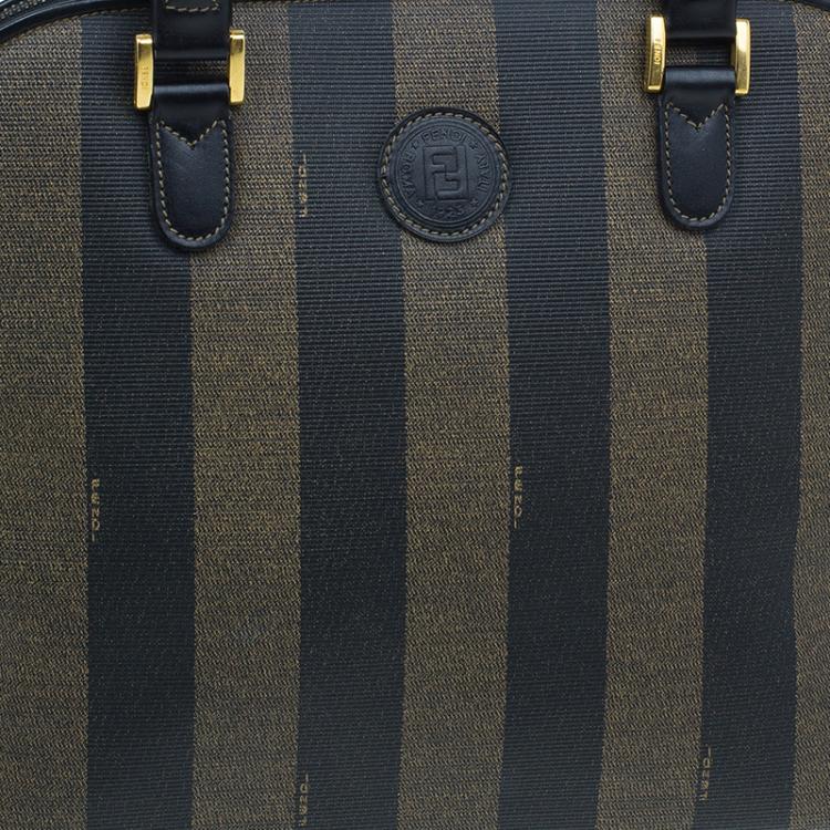 مملوكة مسبقًا Fendi Black/Brown Canvas Pequin Medium Satchel Bag