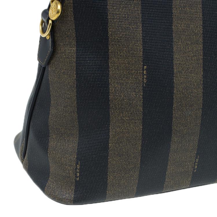مملوكة مسبقًا Fendi Black/Brown Canvas Pequin Medium Satchel Bag