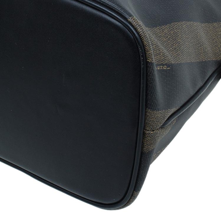 مملوكة مسبقًا Fendi Black/Brown Canvas Pequin Medium Satchel Bag