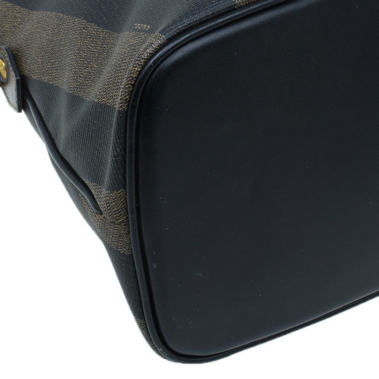 مملوكة مسبقًا Fendi Black/Brown Canvas Pequin Medium Satchel Bag