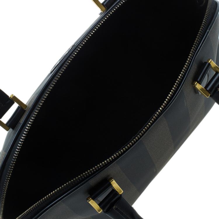 مملوكة مسبقًا Fendi Black/Brown Canvas Pequin Medium Satchel Bag