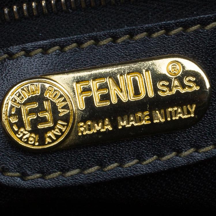 مملوكة مسبقًا Fendi Black/Brown Canvas Pequin Medium Satchel Bag