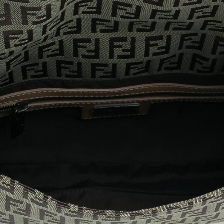 Pre Owned Fendi Beige and brown Zucchino Baguette Shoulder Bag