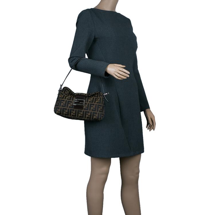 Pre Owned Fendi Brown Zucca Canvas Small Shoulder Bag