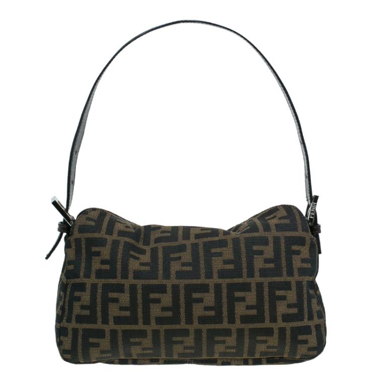Pre Owned Fendi Brown Zucca Canvas Small Shoulder Bag