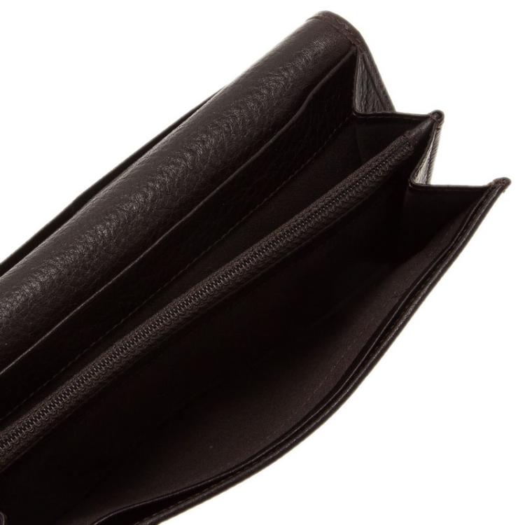 Pre Owned Fendi Tobacco Zucca Canvas Long Flap Wallet 