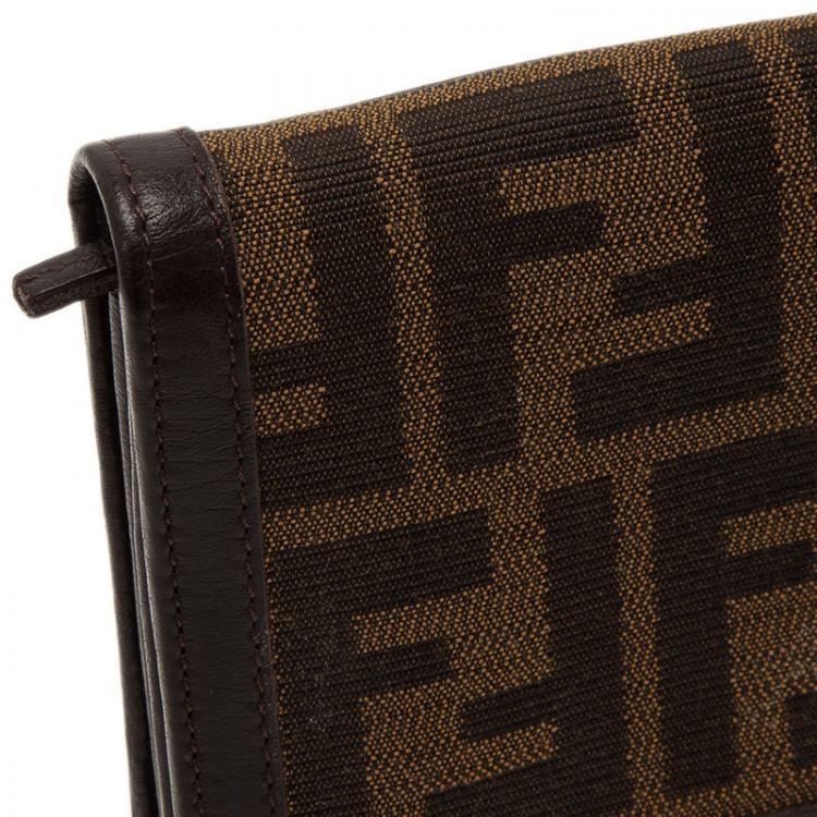 Pre Owned Fendi Tobacco Zucca Canvas Long Flap Wallet 