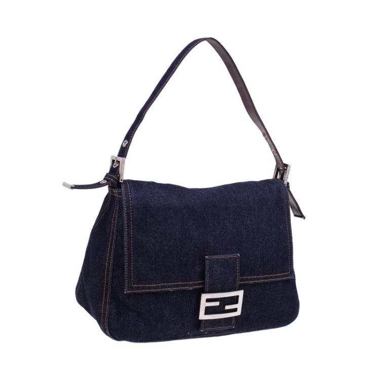 Pre Owned Fendi Denim and Leather Mama Shoulder Bag