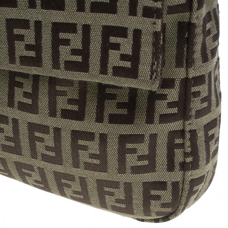 Pre Owned Fendi Beige and Brown Zucchino Baguette Shoulder Bag
