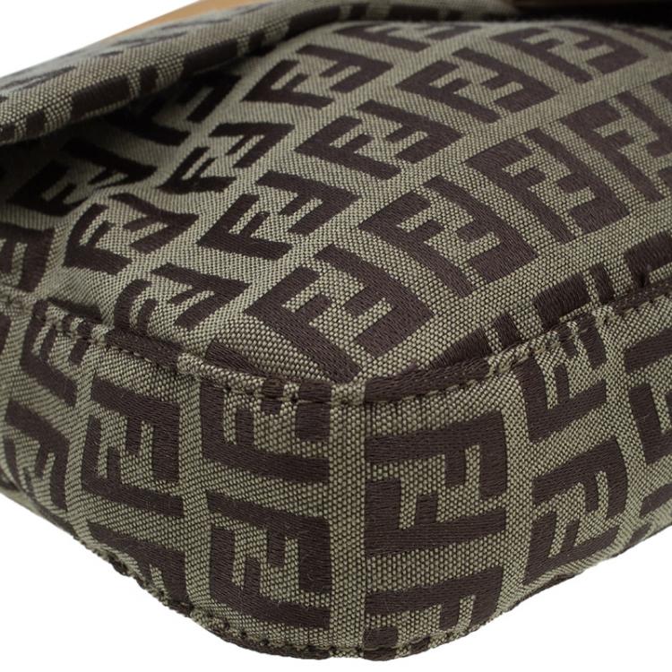 Pre Owned Fendi Beige and Brown Zucchino Baguette Shoulder Bag