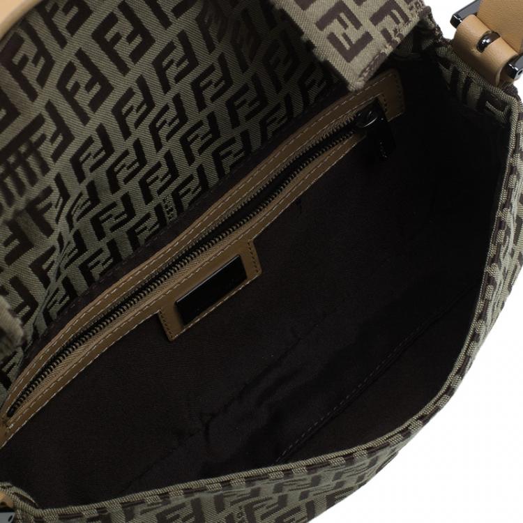 Pre Owned Fendi Beige and Brown Zucchino Baguette Shoulder Bag