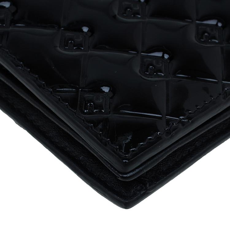 Pre Owned Fendi Black Patent Leather Fendilicious Wallet On Chain
