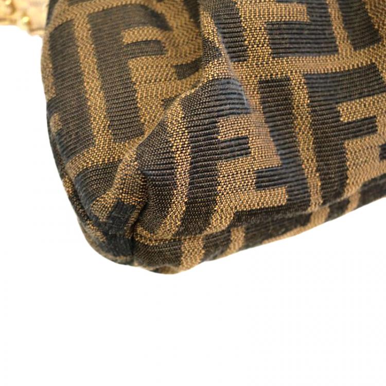 Pre Owned Fendi Tobacco Zucca Canvas Small Chef Shoulder Bag