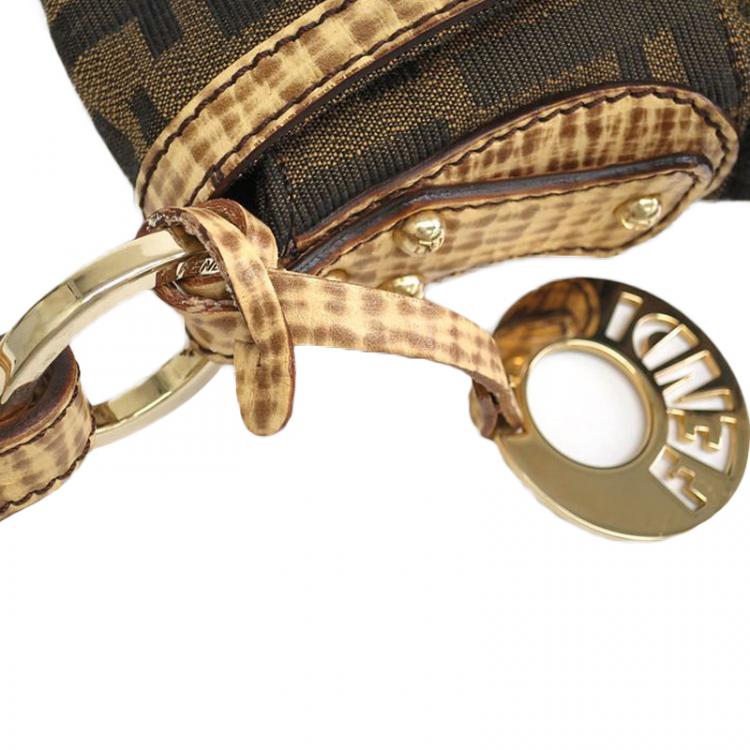 Pre Owned Fendi Tobacco Zucca Canvas Small Chef Shoulder Bag