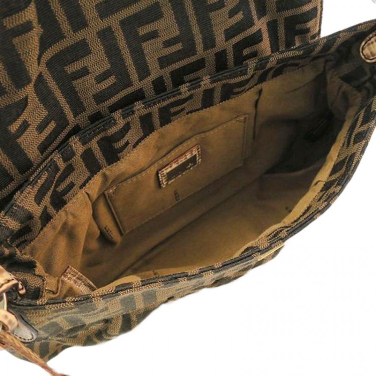 Pre Owned Fendi Tobacco Zucca Canvas Small Chef Shoulder Bag