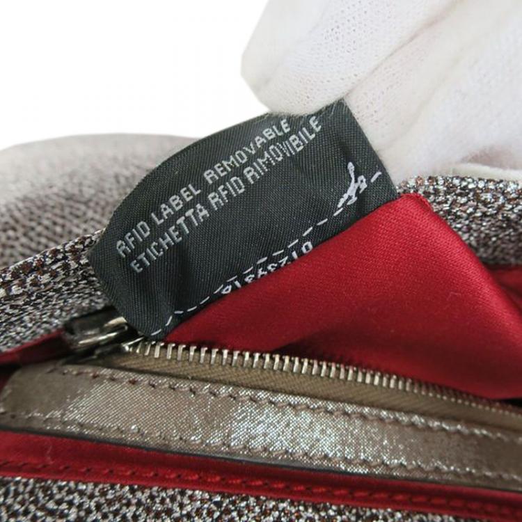Pre Owned Fendi Black and White Rhinestone Print Canvas Mini Mama Shoulder Bag