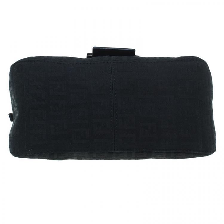Pre Owned Fendi Black Zucchino Canvas Mini Mama Baguette Bag
