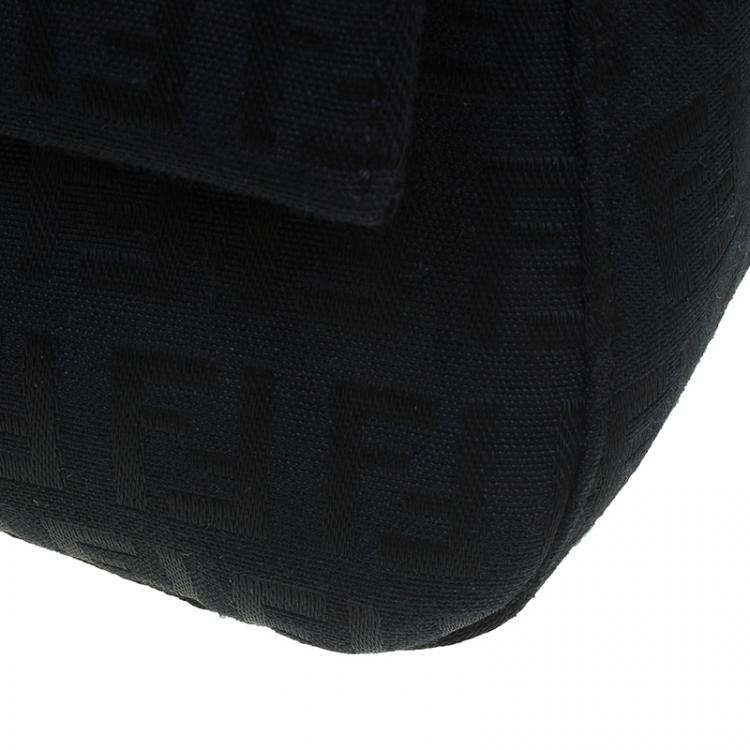 Pre Owned Fendi Black Zucchino Canvas Mini Mama Baguette Bag