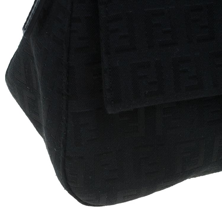 Pre Owned Fendi Black Zucchino Canvas Mini Mama Baguette Bag