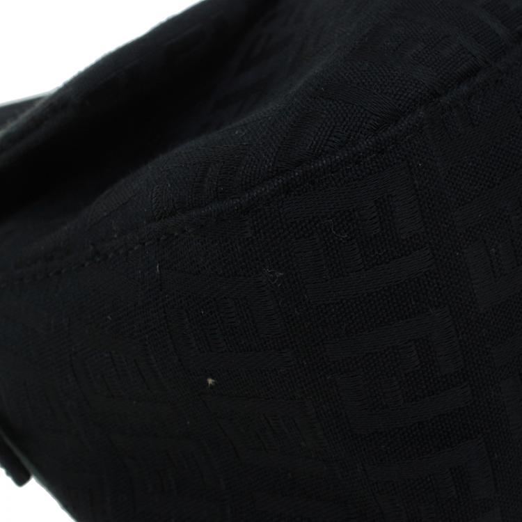 Pre Owned Fendi Black Zucchino Canvas Mini Mama Baguette Bag