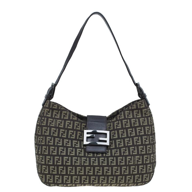 Pre Owned Fendi Brown Zucca Canvas Baguette Shoulder Bag