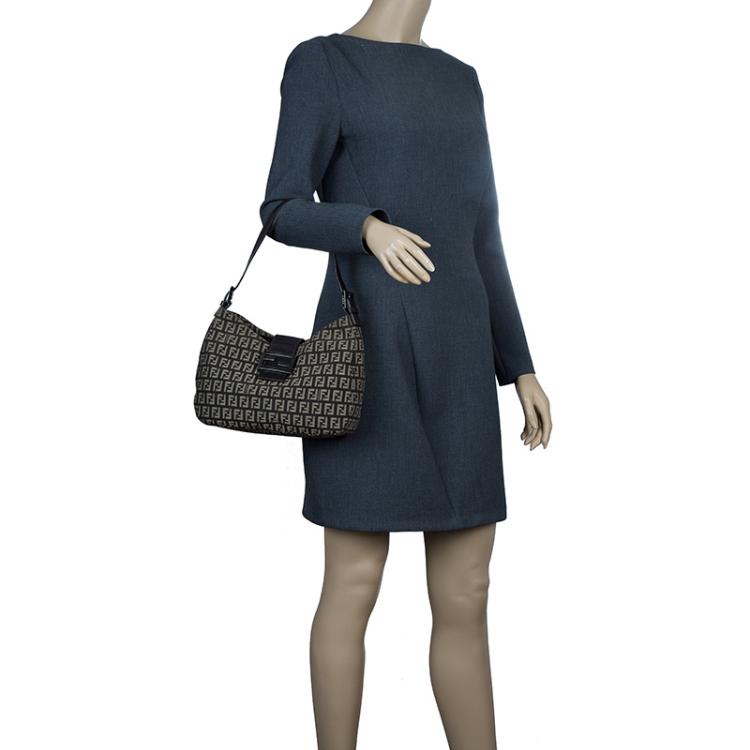 Pre Owned Fendi Brown Zucca Canvas Baguette Shoulder Bag