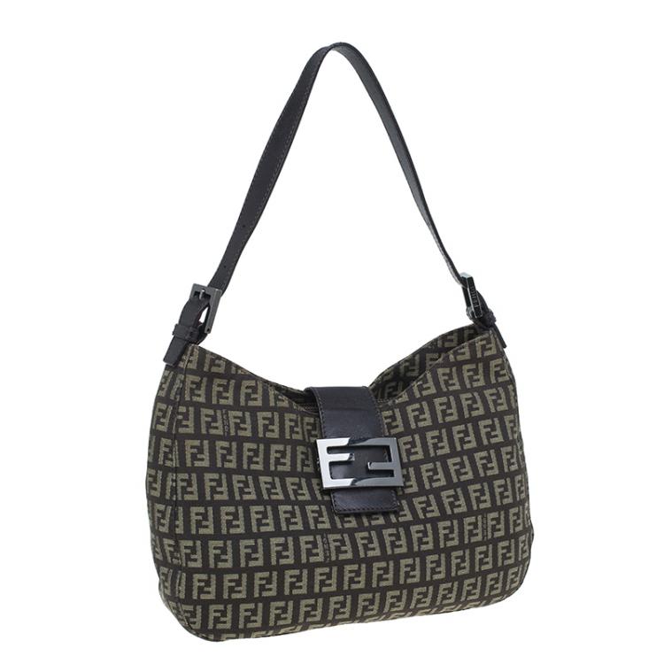 Pre Owned Fendi Brown Zucca Canvas Baguette Shoulder Bag