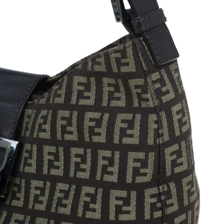 Pre Owned Fendi Brown Zucca Canvas Baguette Shoulder Bag