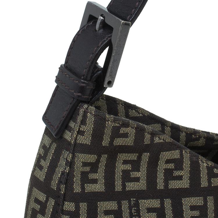 Pre Owned Fendi Brown Zucca Canvas Baguette Shoulder Bag