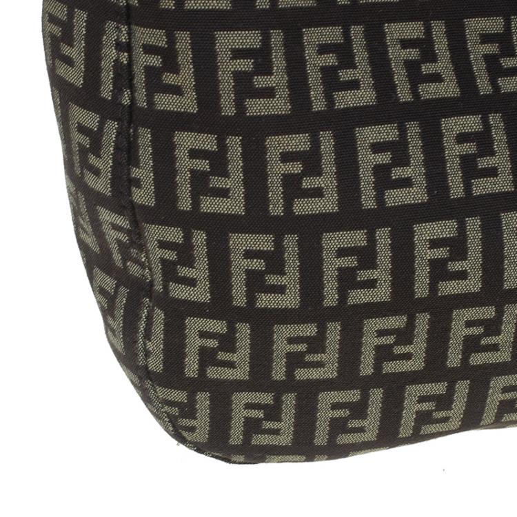 Pre Owned Fendi Brown Zucca Canvas Baguette Shoulder Bag
