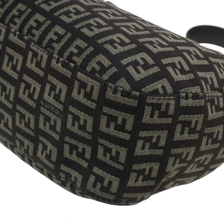 Pre Owned Fendi Brown Zucca Canvas Baguette Shoulder Bag