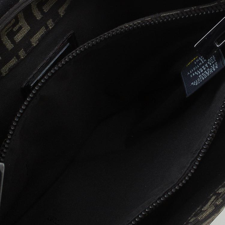 Pre Owned Fendi Brown Zucca Canvas Baguette Shoulder Bag