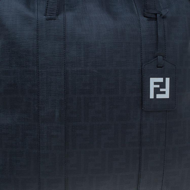 Pre Owned Fendi Dark Grey Zucca Coated Canvas Large Boston Bag