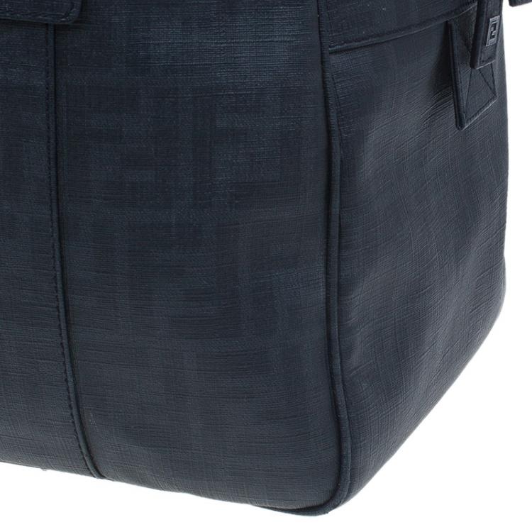 Pre Owned Fendi Dark Grey Zucca Coated Canvas Large Boston Bag