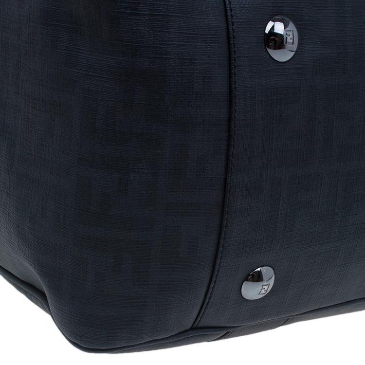 Pre Owned Fendi Dark Grey Zucca Coated Canvas Large Boston Bag
