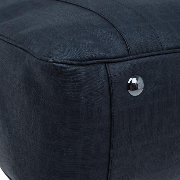 Pre Owned Fendi Dark Grey Zucca Coated Canvas Large Boston Bag