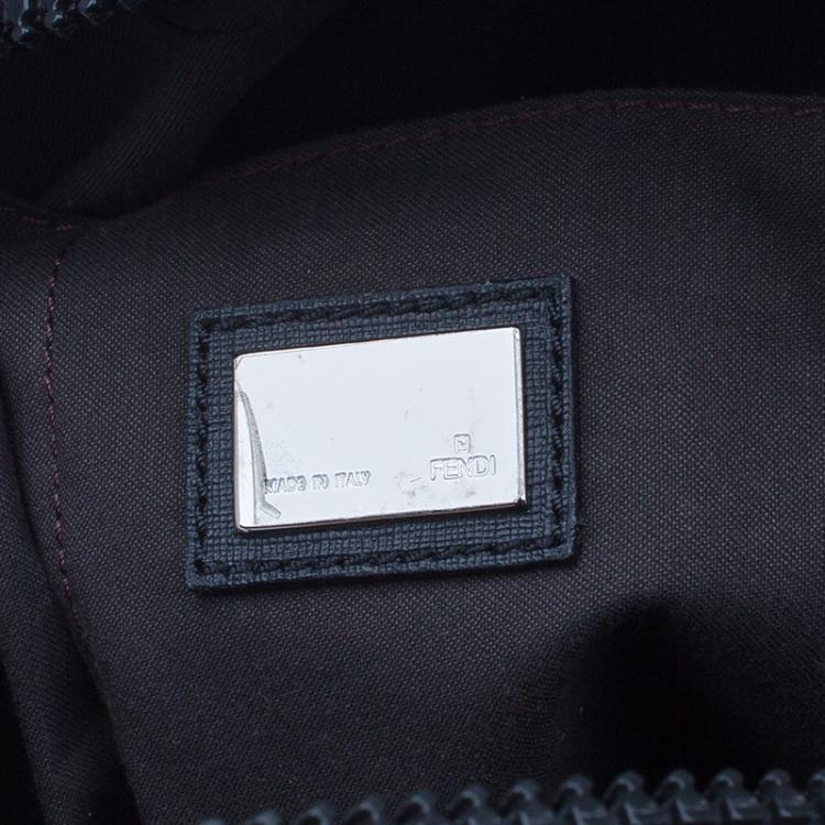 Pre Owned Fendi Dark Grey Zucca Coated Canvas Large Boston Bag