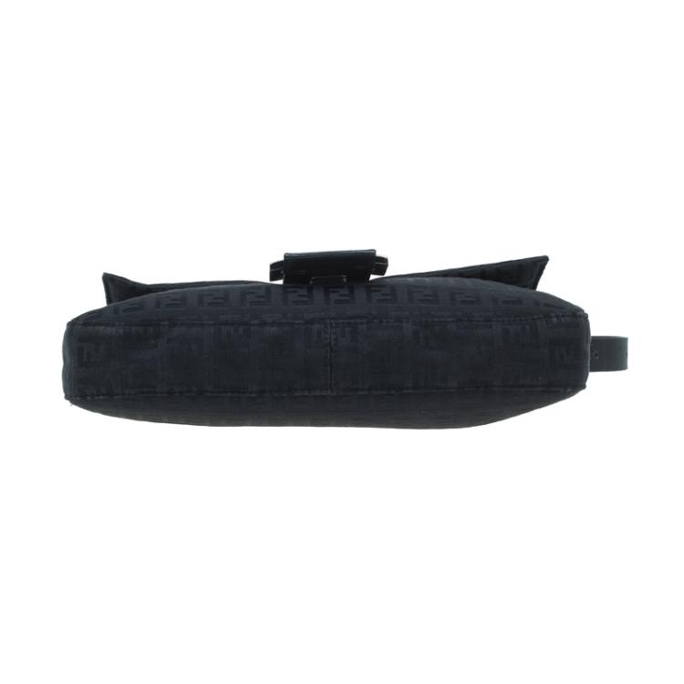 Pre Owned Fendi Black Zucchino Canvas Mini Mama Shoulder Bag