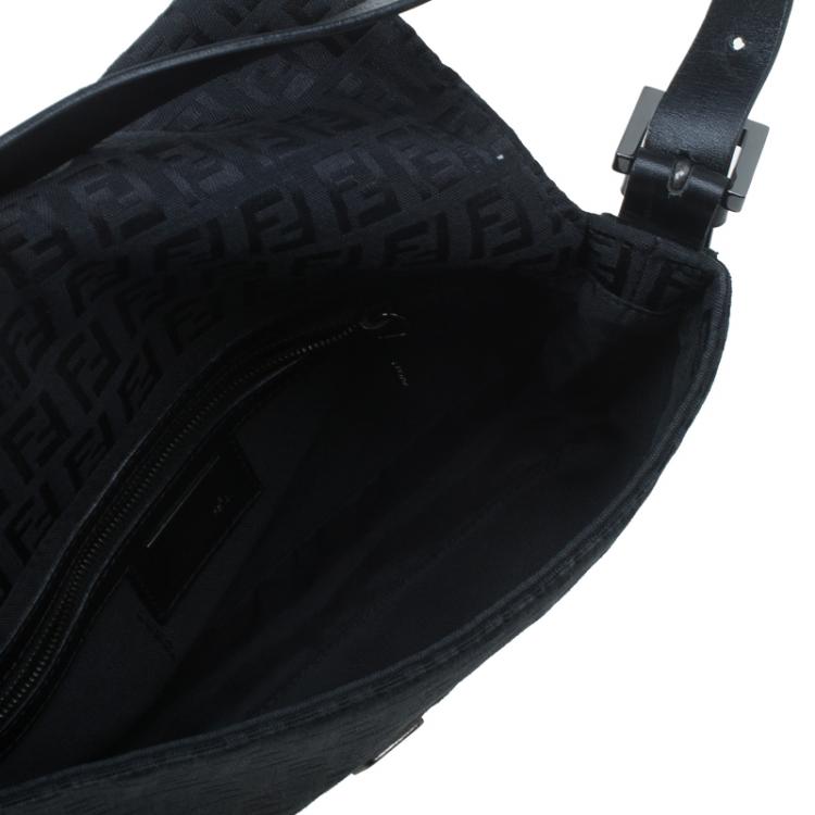 Pre Owned Fendi Black Zucchino Canvas Mini Mama Shoulder Bag