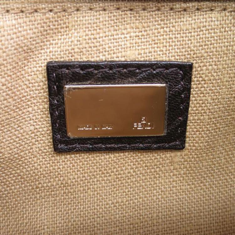 مملوكة مسبقًا Fendi Tobacco Zucca Canvas and Leather Tortoise Spy Hobo