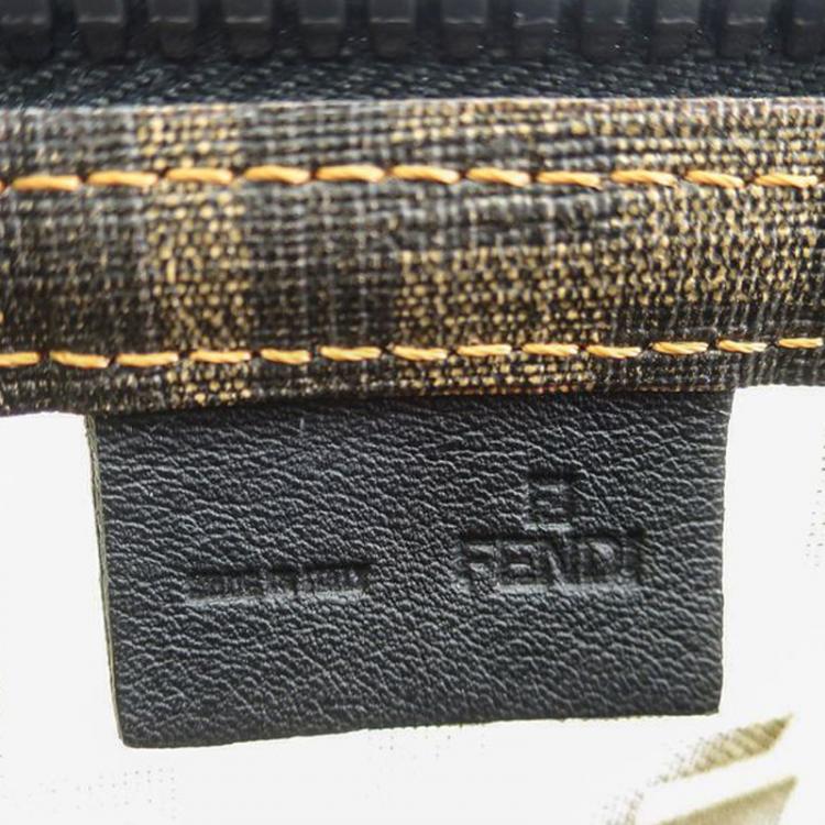 Pre Owned Fendi Tobacco Zucca Mesh Bauletto Boston